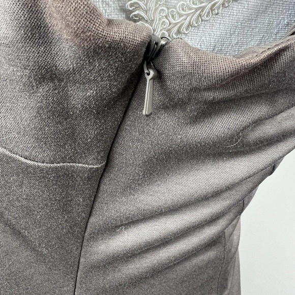 Karen Millen Taupe Gray Cap Sleeve Sheath Dress Size 10 EU 42 Tie Front - Picture 10 of 14